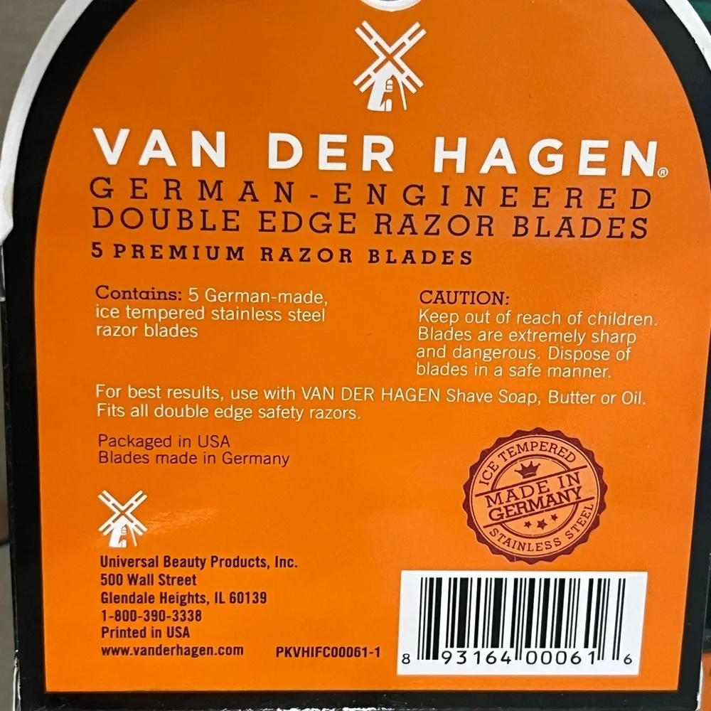 Van Der Hagen Double Edge Razor Blades, Two boxes of 5, new!